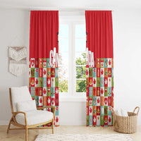 Canada Football Window Curtain Patchwork Icons and Maple Leaf Pattern - Wonder Print Shop