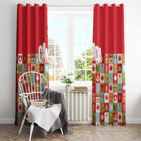 Canada Football Window Curtain Patchwork Icons and Maple Leaf Pattern - Wonder Print Shop