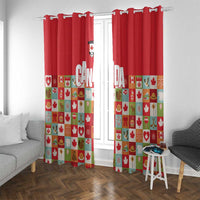Canada Football Window Curtain Patchwork Icons and Maple Leaf Pattern - Wonder Print Shop