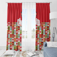 Canada Football Window Curtain Patchwork Icons and Maple Leaf Pattern - Wonder Print Shop