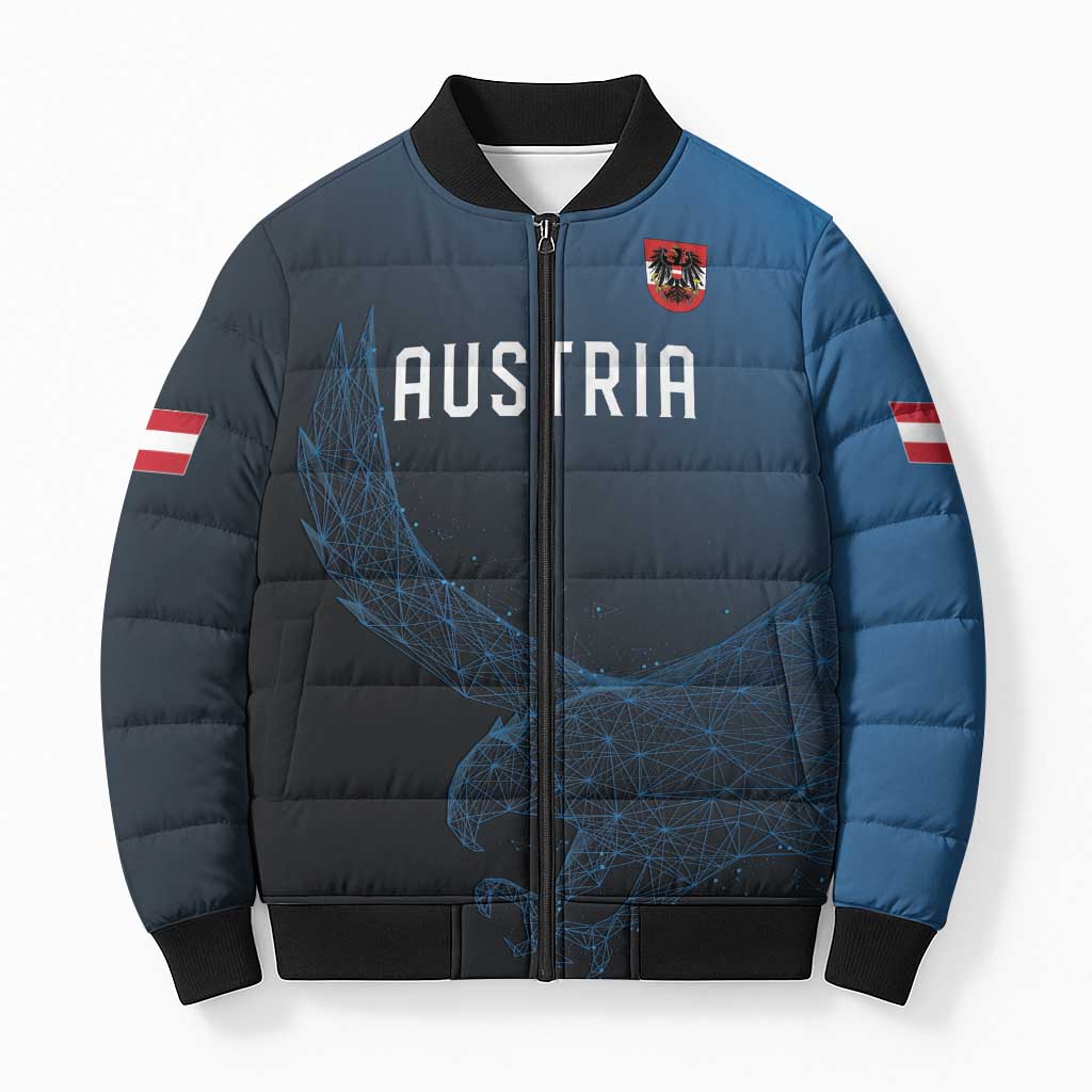 Custom World Football 2026 Austria Bomber Puffer Jacket Das Team Go Champions Blue Version