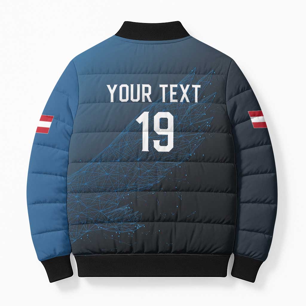 Custom World Football 2026 Austria Bomber Puffer Jacket Das Team Go Champions Blue Version