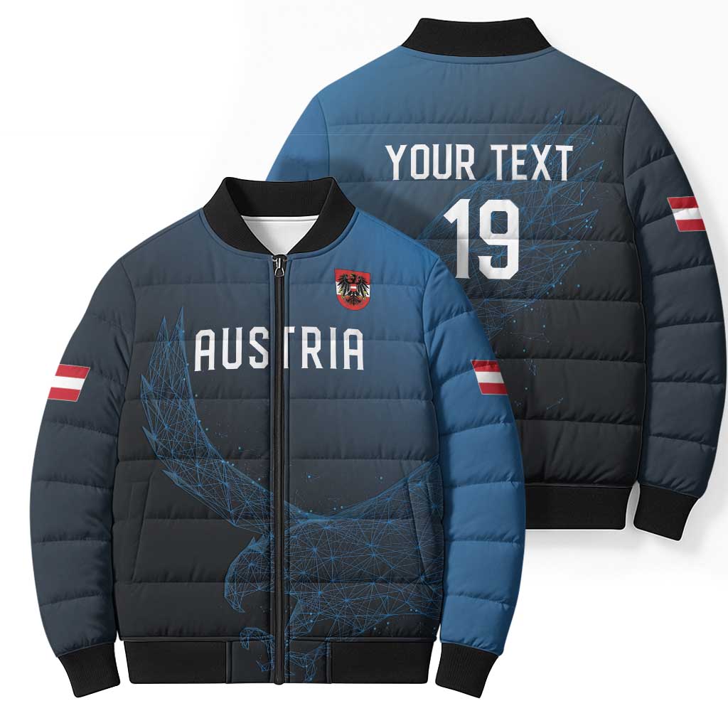 Custom World Football 2026 Austria Bomber Puffer Jacket Das Team Go Champions Blue Version