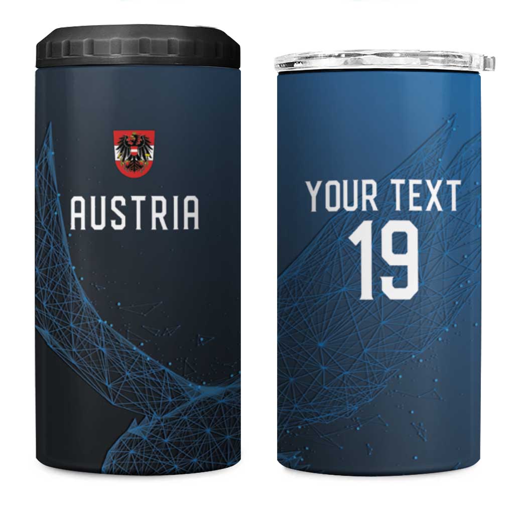 Custom World Football 2026 Austria 4 in 1 Can Cooler Tumbler Das Team Go Champions Blue Version