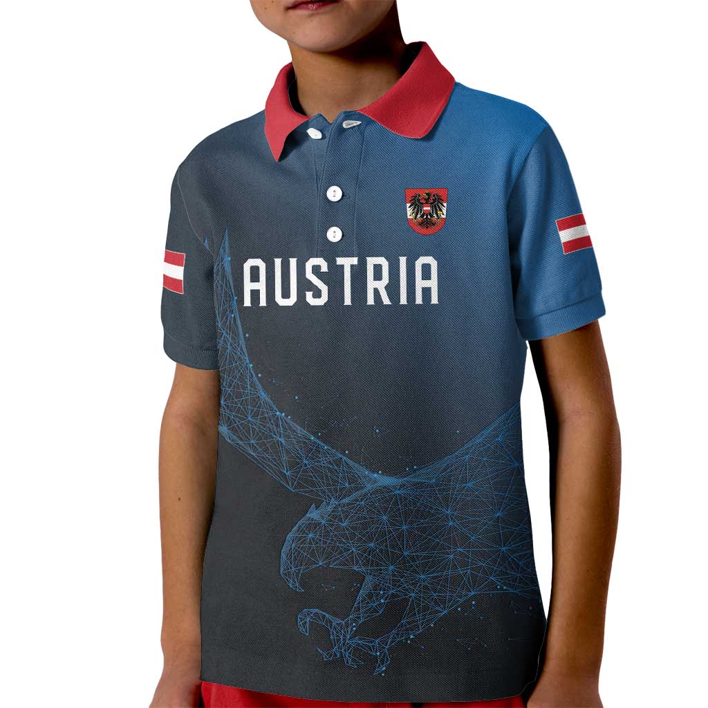 Custom World Football 2026 Austria Kid Polo Shirt Das Team Go Champions Blue Version