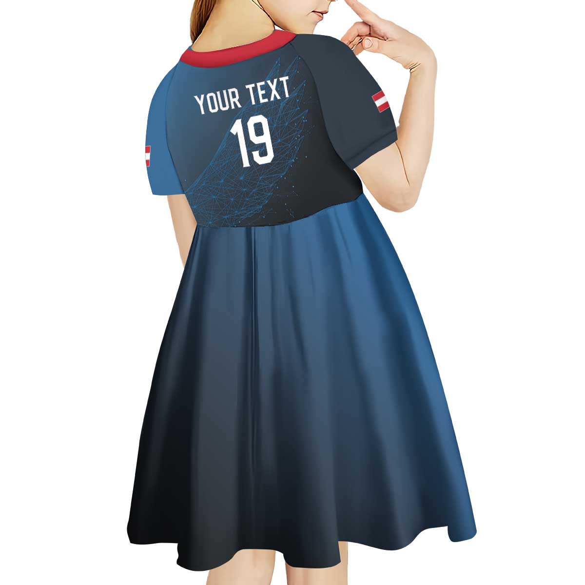 Custom World Football 2026 Austria Kid Short Sleeve Dress Das Team Go Champions Blue Version