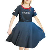 Custom World Football 2026 Austria Kid Short Sleeve Dress Das Team Go Champions Blue Version