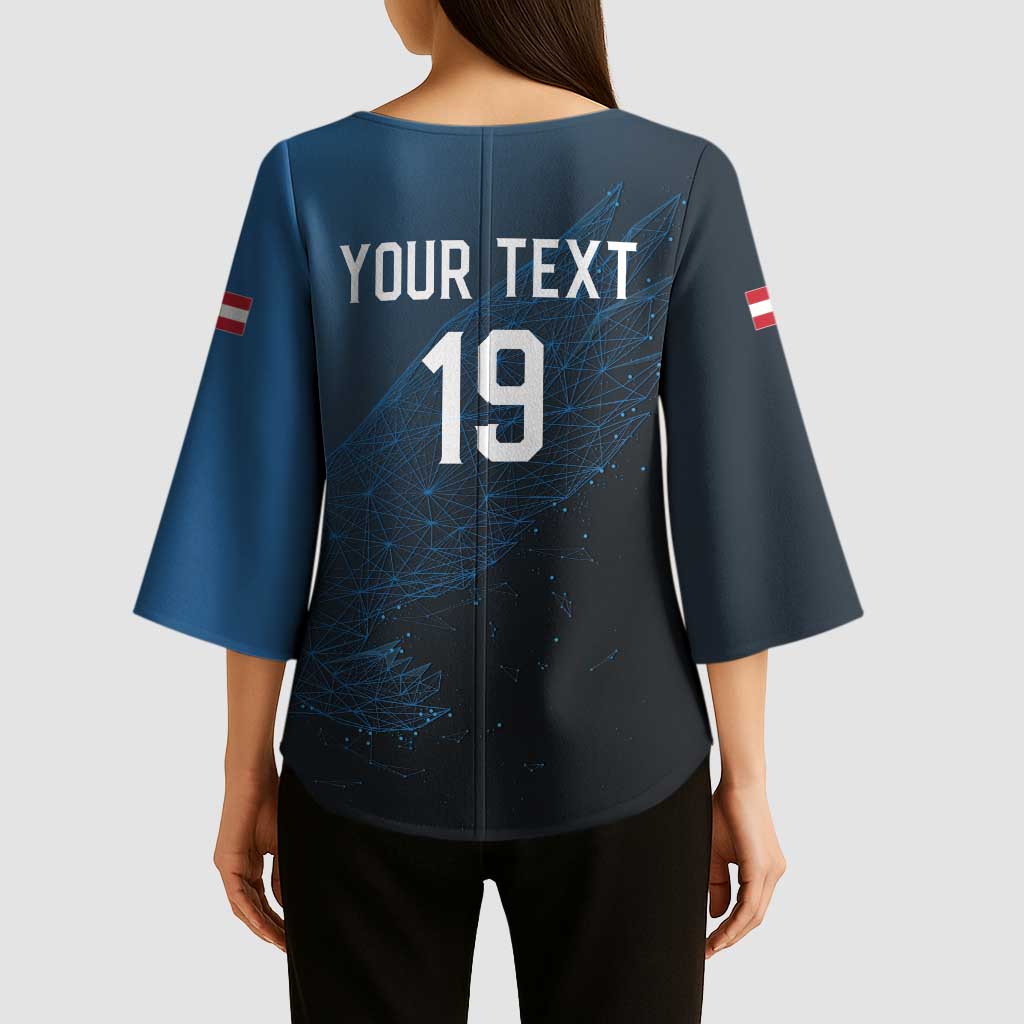 Custom World Football 2026 Austria Kimono Sleeve Blouse Das Team Go Champions Blue Version