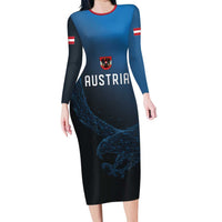Custom World Football 2026 Austria Long Sleeve Bodycon Dress Das Team Go Champions Blue Version