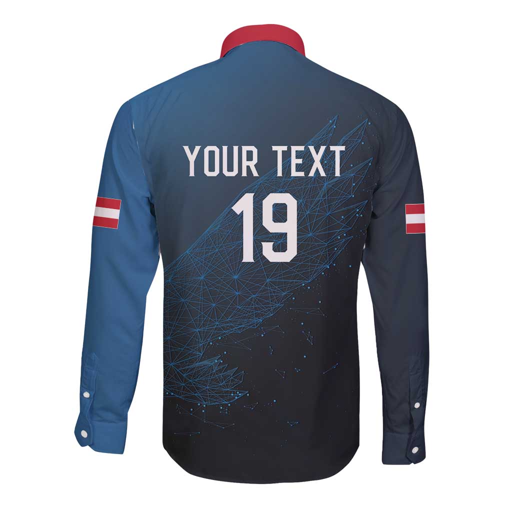 Custom World Football 2026 Austria Long Sleeve Button Shirt Das Team Go Champions Blue Version