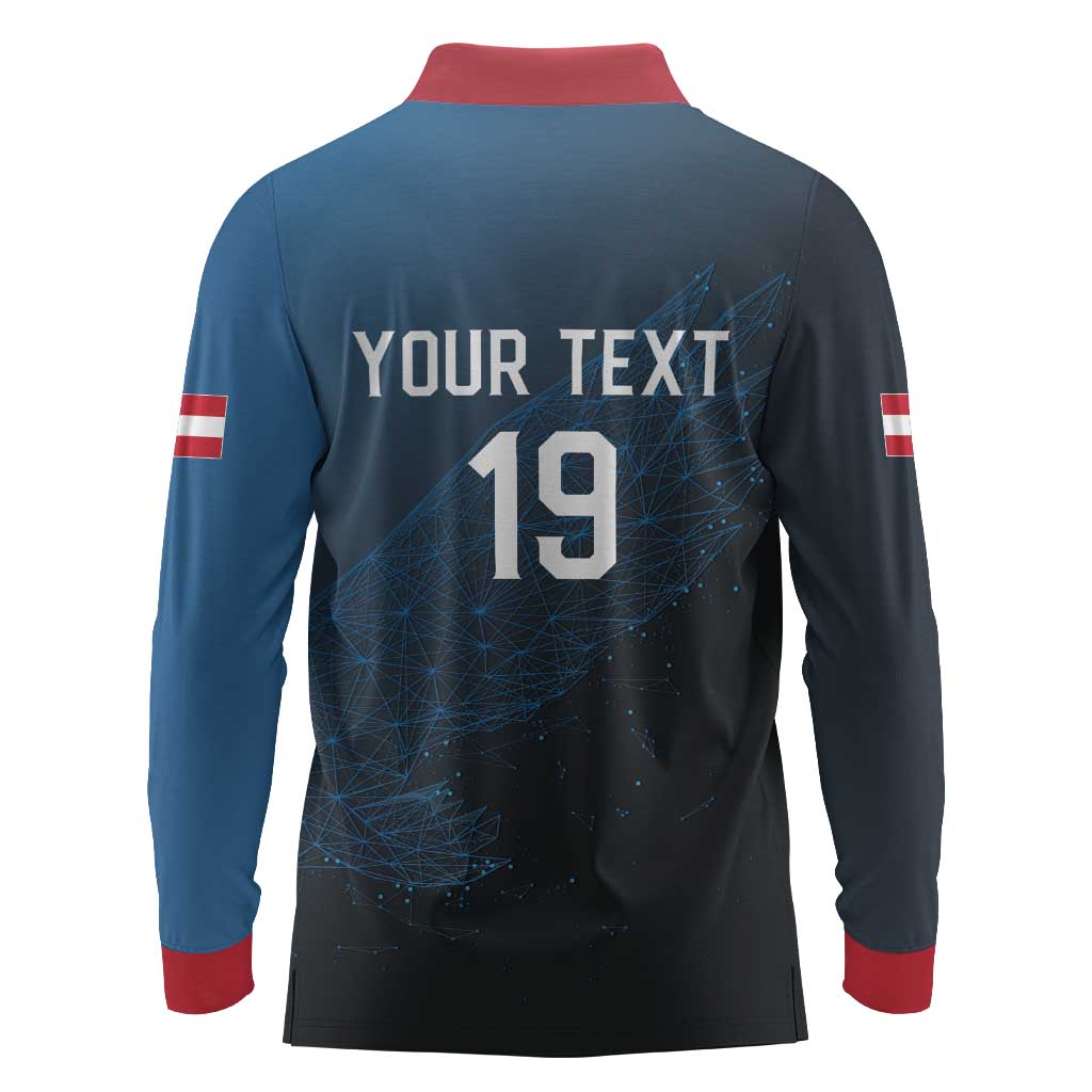 Custom World Football 2026 Austria Long Sleeve Polo Shirt Das Team Go Champions Blue Version