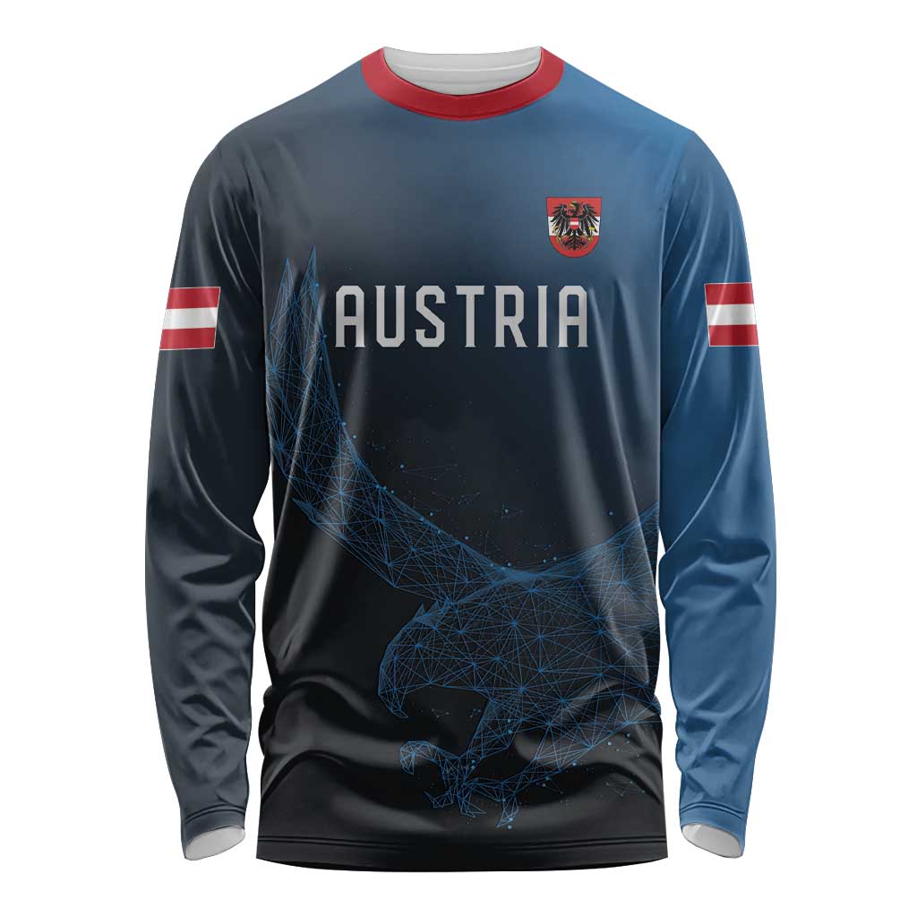 Custom World Football 2026 Austria Long Sleeve Shirt Das Team Go Champions Blue Version