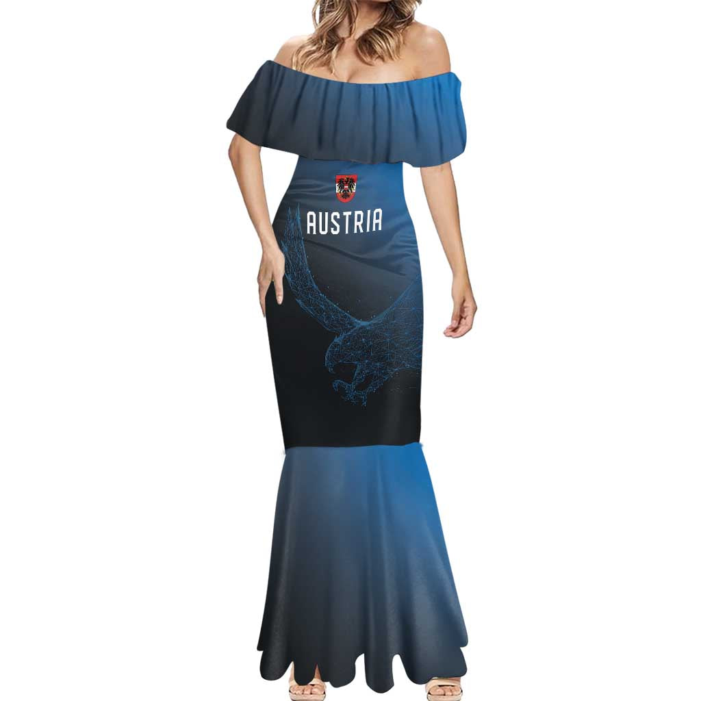 Custom World Football 2026 Austria Mermaid Dress Das Team Go Champions Blue Version