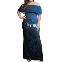 Custom World Football 2026 Austria Off Shoulder Maxi Dress Das Team Go Champions Blue Version