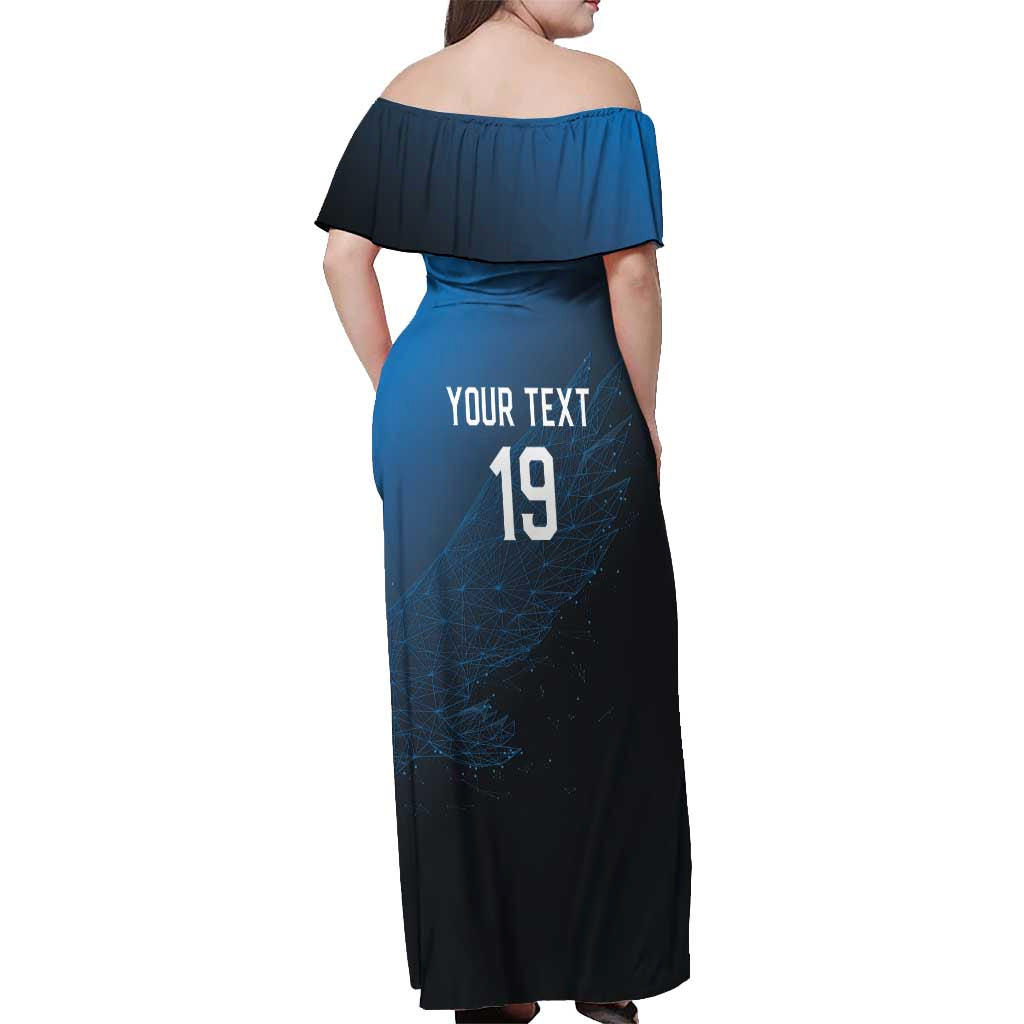 Custom World Football 2026 Austria Off Shoulder Maxi Dress Das Team Go Champions Blue Version