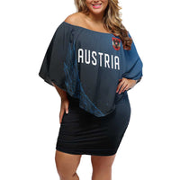 Custom World Football 2026 Austria Off Shoulder Short Dress Das Team Go Champions Blue Version