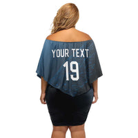 Custom World Football 2026 Austria Off Shoulder Short Dress Das Team Go Champions Blue Version
