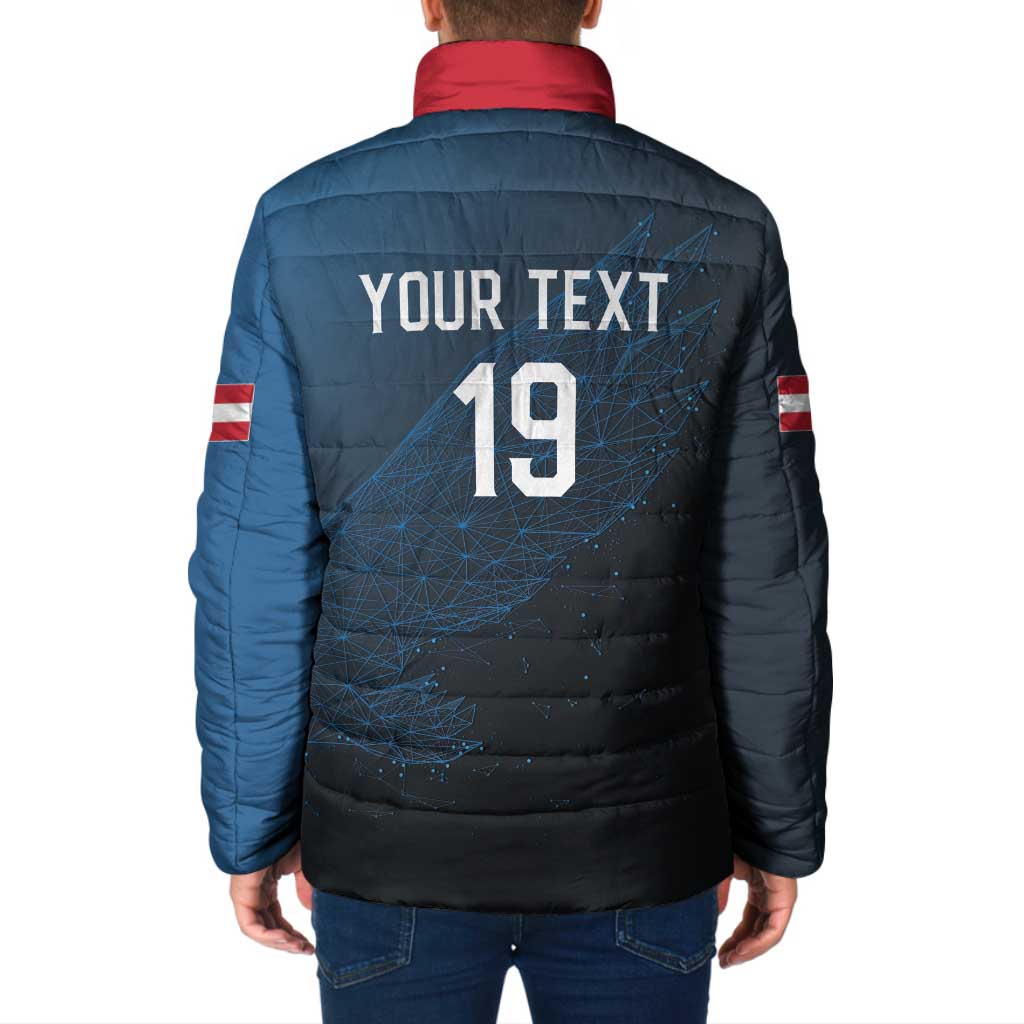 Custom World Football 2026 Austria Padded Jacket Das Team Go Champions Blue Version