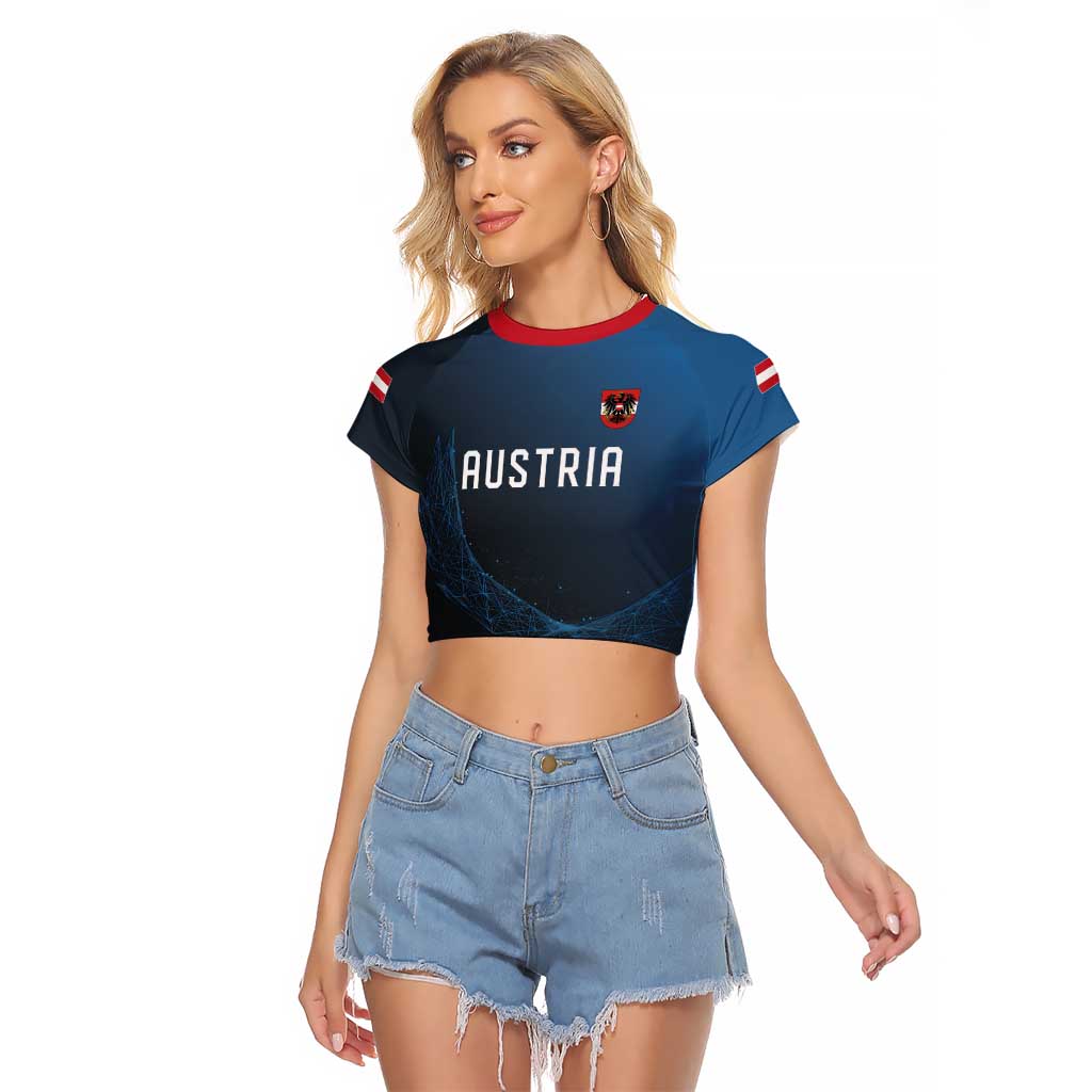 Custom World Football 2026 Austria Raglan Cropped T Shirt Das Team Go Champions Blue Version