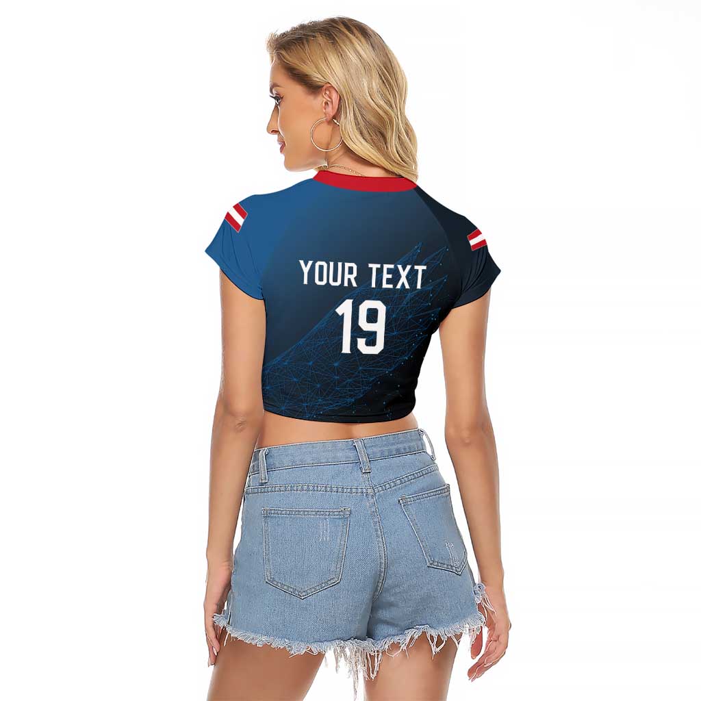 Custom World Football 2026 Austria Raglan Cropped T Shirt Das Team Go Champions Blue Version
