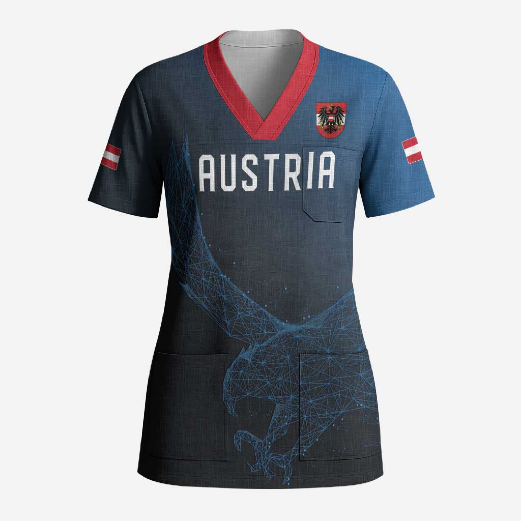 Custom World Football 2026 Austria Scrub Top Das Team Go Champions Blue Version