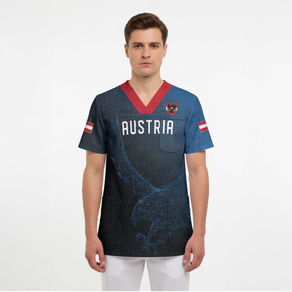 Custom World Football 2026 Austria Scrub Top Das Team Go Champions Blue Version