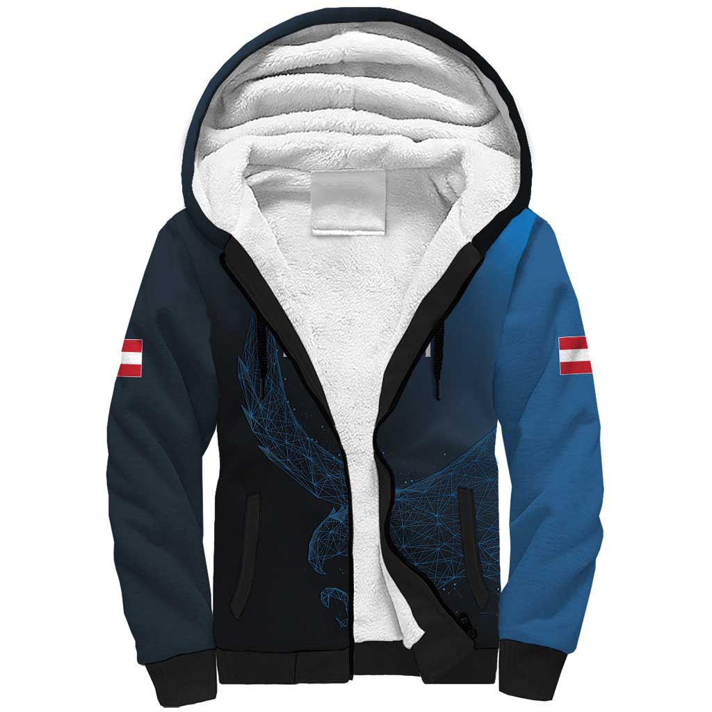 Custom World Football 2026 Austria Sherpa Hoodie Das Team Go Champions Blue Version