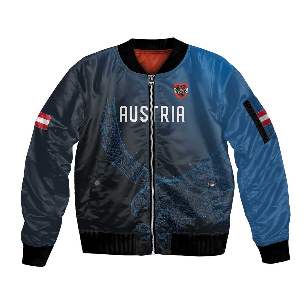 Custom World Football 2026 Austria Sleeve Zip Bomber Jacket Das Team Go Champions Blue Version