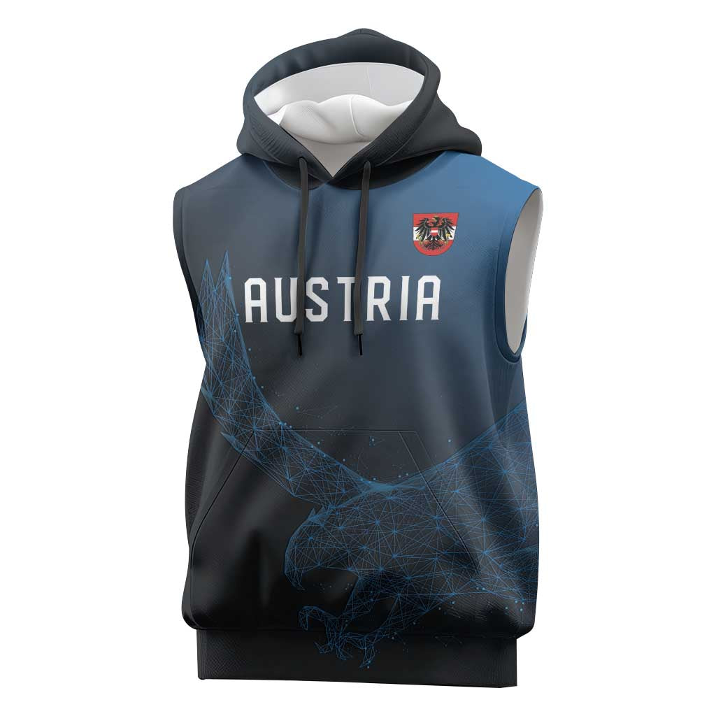 Custom World Football 2026 Austria Sleeveless Hoodie Das Team Go Champions Blue Version