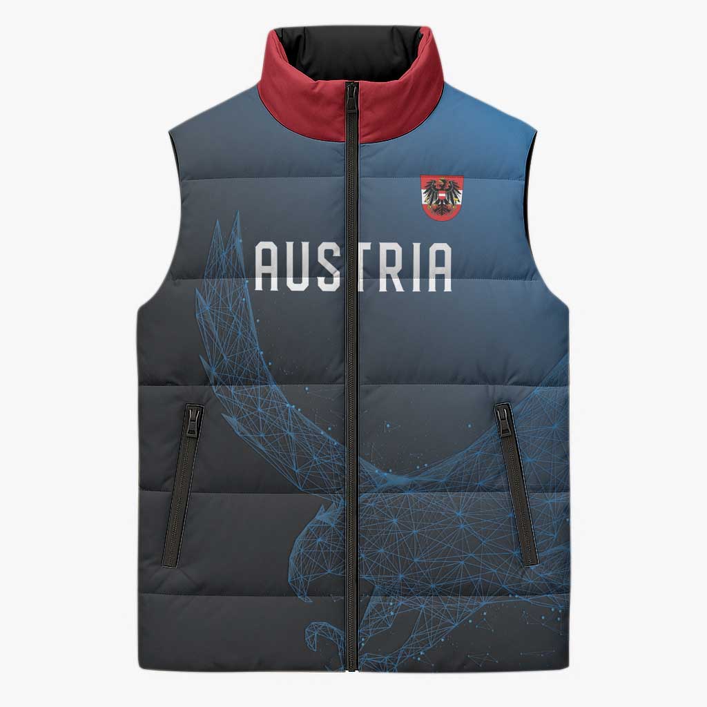 Custom World Football 2026 Austria Sleeveless Puffer Jacket Das Team Go Champions Blue Version
