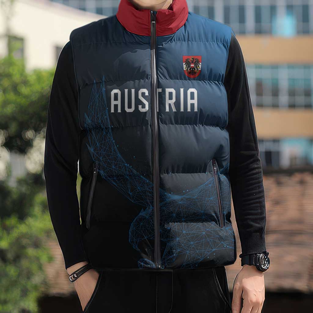 Custom World Football 2026 Austria Sleeveless Puffer Jacket Das Team Go Champions Blue Version