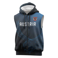 Custom World Football 2026 Austria Sleeveless Zip Hoodie Das Team Go Champions Blue Version