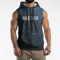 Custom World Football 2026 Austria Sleeveless Zip Hoodie Das Team Go Champions Blue Version