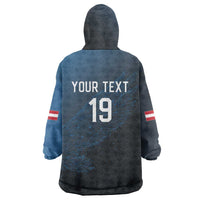 Custom World Football 2026 Austria Wearable Blanket Hoodie Das Team Go Champions Blue Version