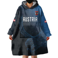 Custom World Football 2026 Austria Wearable Blanket Hoodie Das Team Go Champions Blue Version