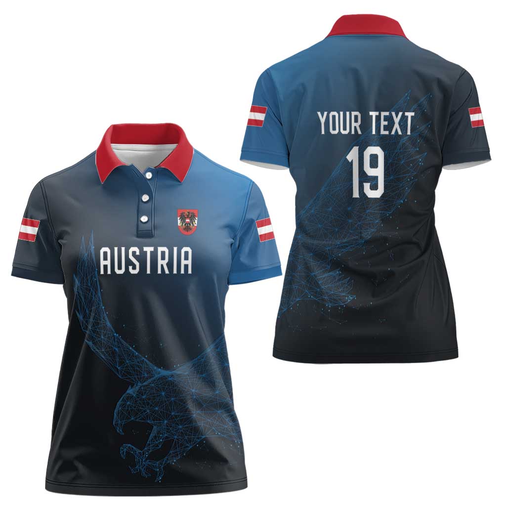 Custom World Football 2026 Austria Women Polo Shirt Das Team Go Champions Blue Version