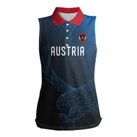 Custom World Football 2026 Austria Women Sleeveless Polo Shirt Das Team Go Champions Blue Version