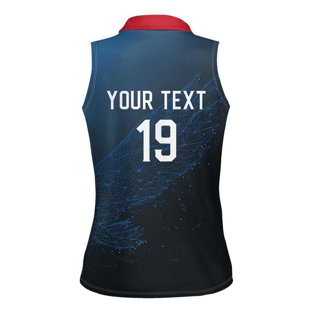 Custom World Football 2026 Austria Women Sleeveless Polo Shirt Das Team Go Champions Blue Version