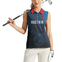 Custom World Football 2026 Austria Women Sleeveless Polo Shirt Das Team Go Champions Blue Version