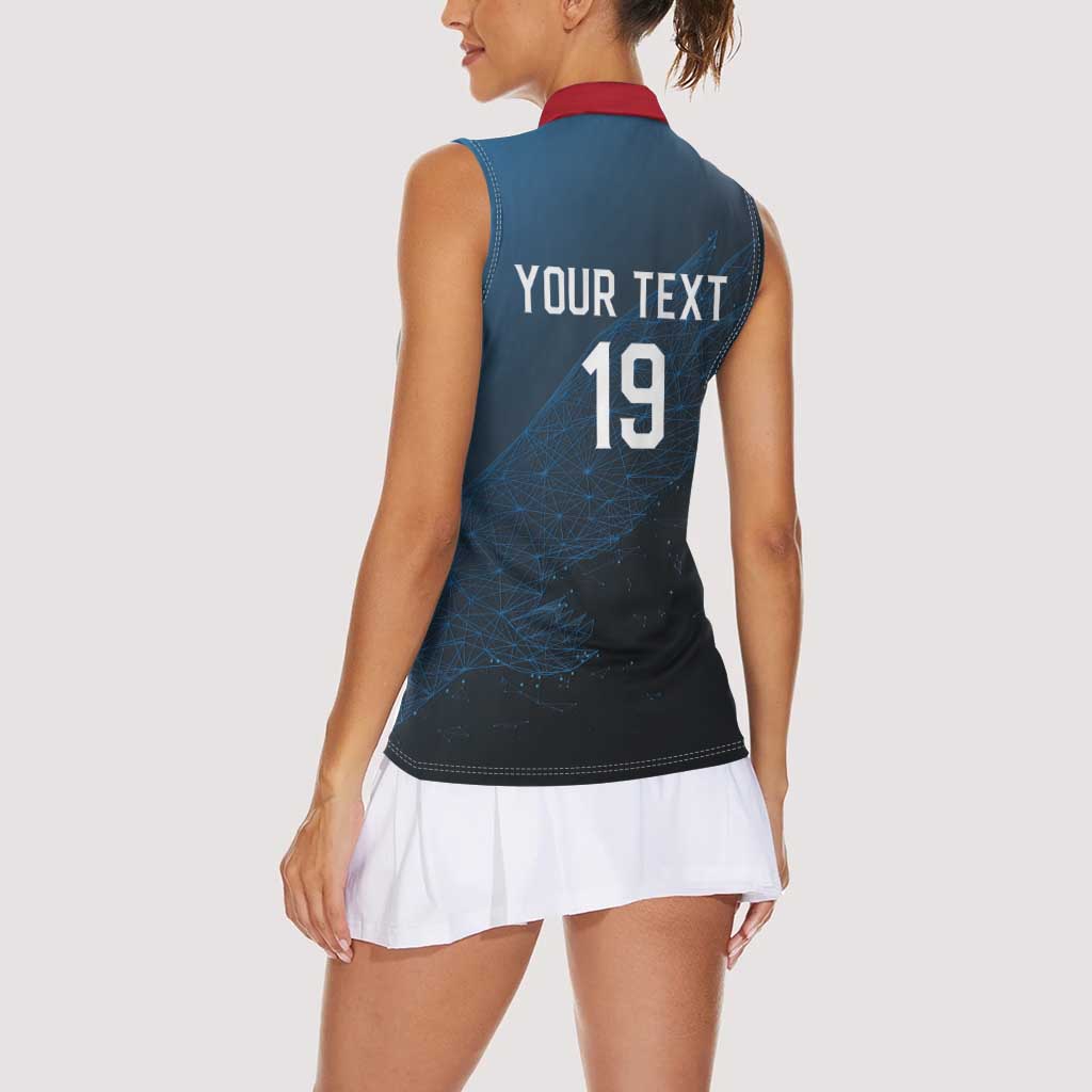 Custom World Football 2026 Austria Women Sleeveless Polo Shirt Das Team Go Champions Blue Version