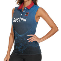 Custom World Football 2026 Austria Women Sleeveless Polo Shirt Das Team Go Champions Blue Version