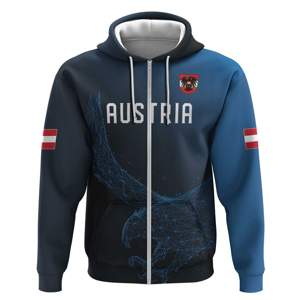 Custom World Football 2026 Austria Zip Hoodie Das Team Go Champions Blue Version