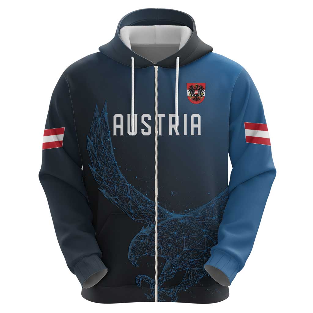 Custom World Football 2026 Austria Zip Hoodie Das Team Go Champions Blue Version