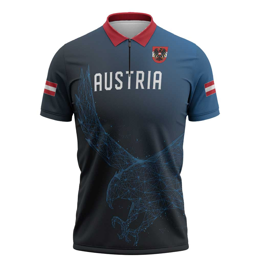 Custom World Football 2026 Austria Zipper Polo Shirt Das Team Go Champions Blue Version