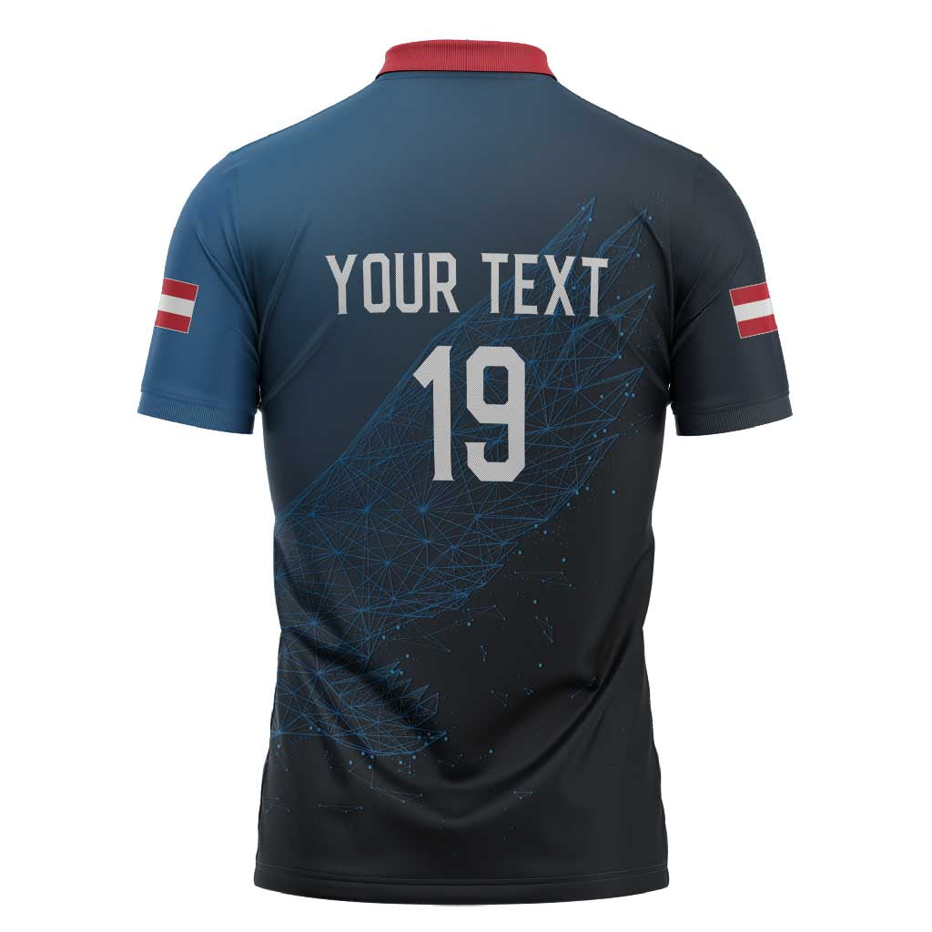 Custom World Football 2026 Austria Zipper Polo Shirt Das Team Go Champions Blue Version
