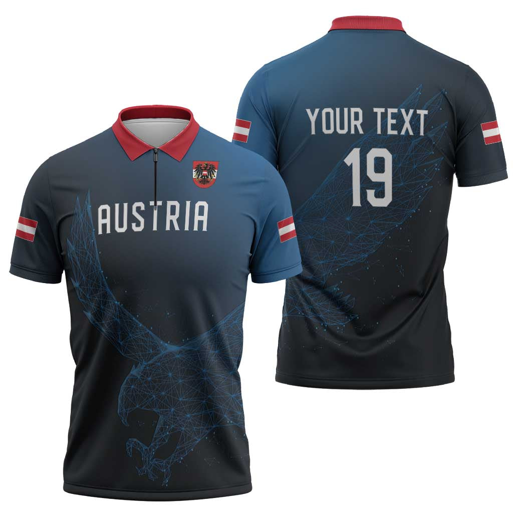 Custom World Football 2026 Austria Zipper Polo Shirt Das Team Go Champions Blue Version