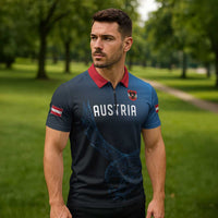 Custom World Football 2026 Austria Zipper Polo Shirt Das Team Go Champions Blue Version