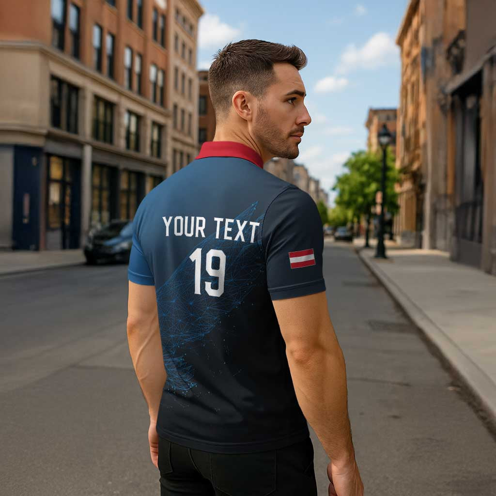 Custom World Football 2026 Austria Zipper Polo Shirt Das Team Go Champions Blue Version