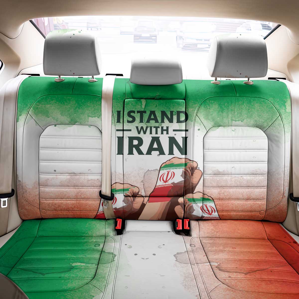 I Stand With Iran Back Car Seat Cover Freedom for the Iranian People
