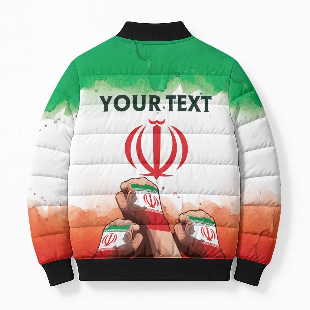 I Stand With Iran Personalized Bomber Puffer Jacket Freedom for the Iranian People